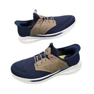 Skechers Slade Breyer Sneakers Mens Size 13 Navy Blue Tan Relaxed Fit Shoes